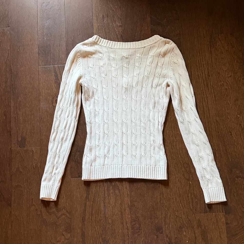 INC International Concepts Cream V-Neck Sweater - Picture 5 of 5